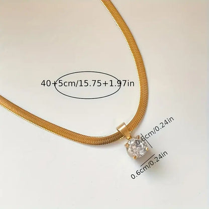 Elegantt halsband med strasshänge | Guld