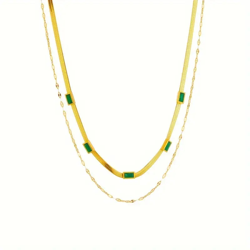 Sorella Gem dubbelt retrohalsband | Guld