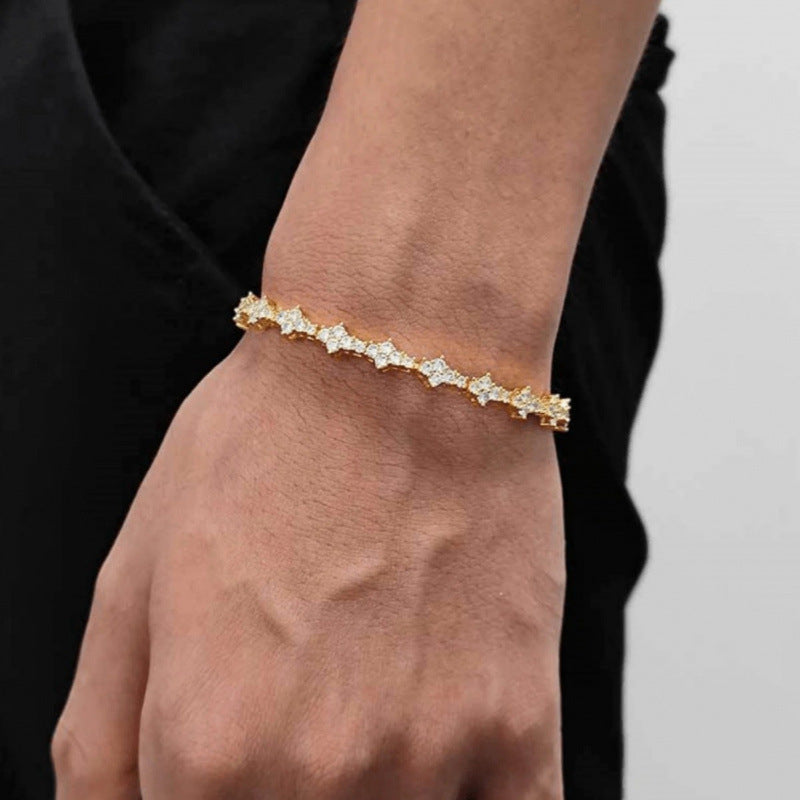 Klassiskt kluster-tennisarmband | Guld