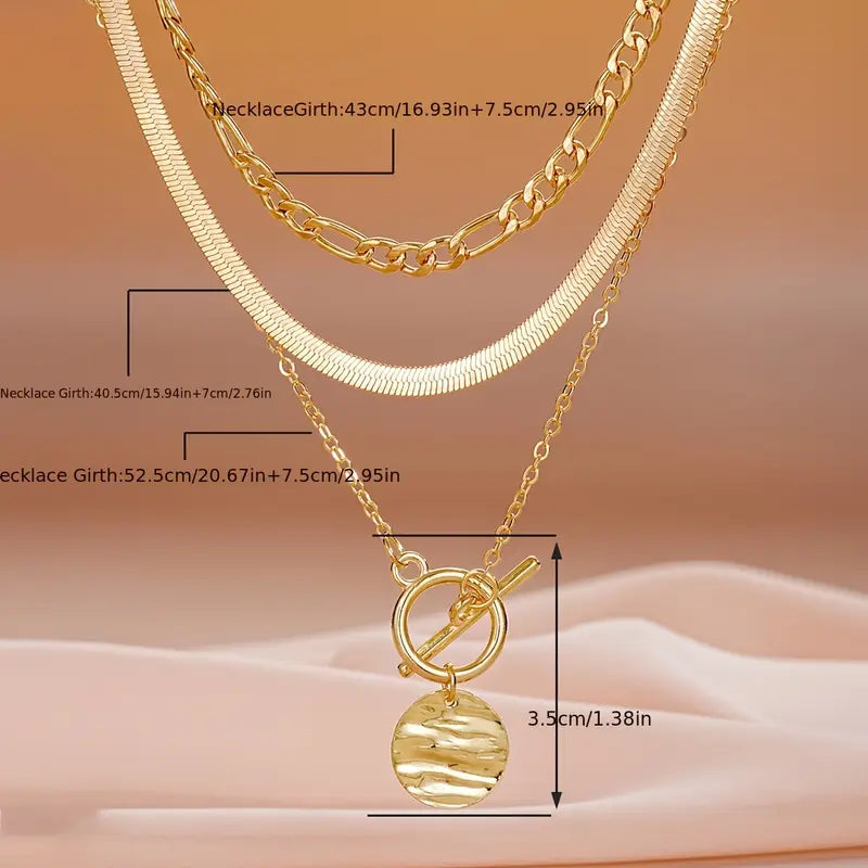 Savira Textured Coin Layered-halsband | Guld