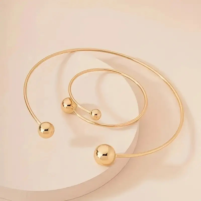 Minimalistiskt Glow-set med halsband och armring | Guld