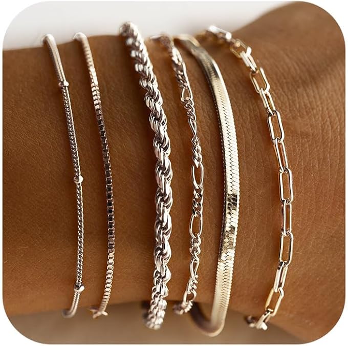 Isabella Vernetta armbandsset | Vitguld