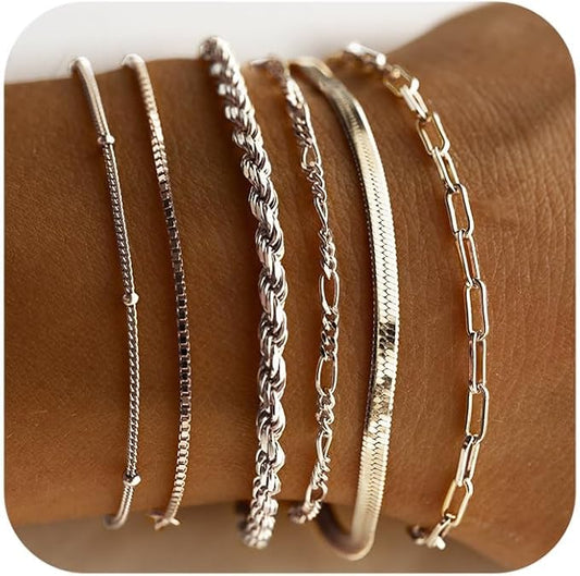 Isabella Vernetta armbandsset | Vitguld