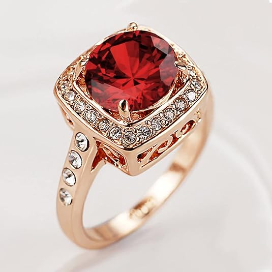 Ruby Halo Statementring | Roséguld