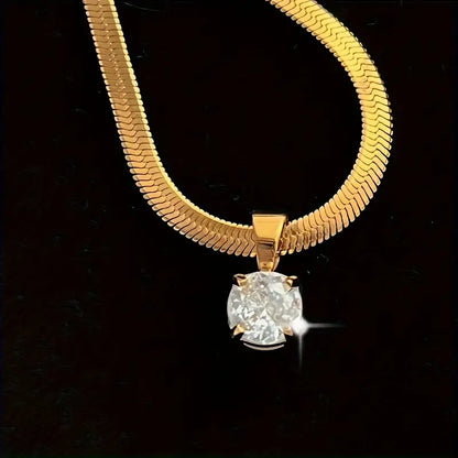 Elegantt halsband med strasshänge | Guld