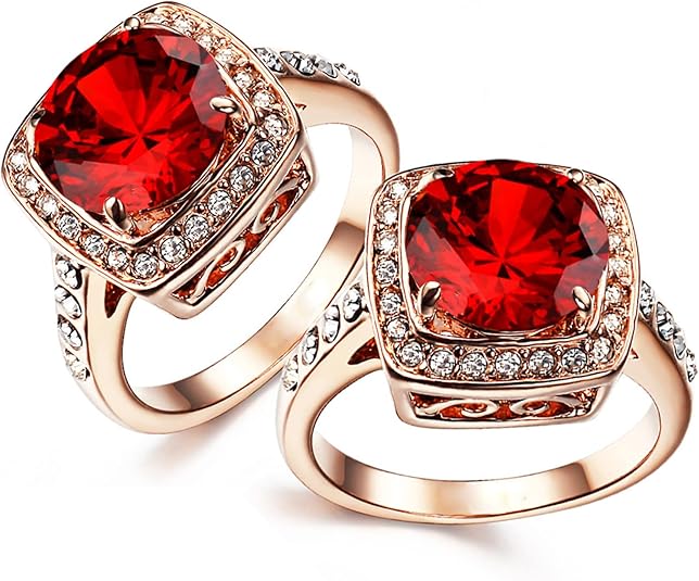 Ruby Halo Statementring | Roséguld