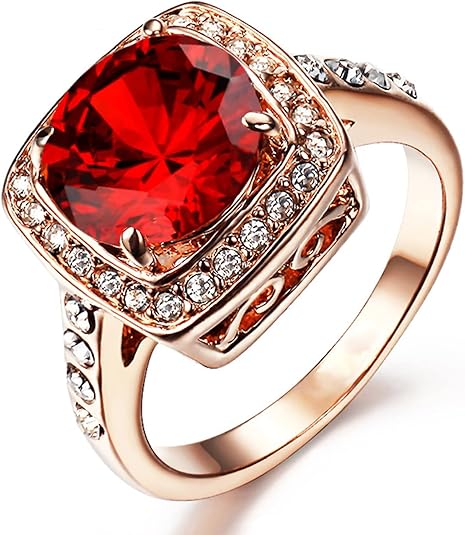 Ruby Halo Statementring | Roséguld