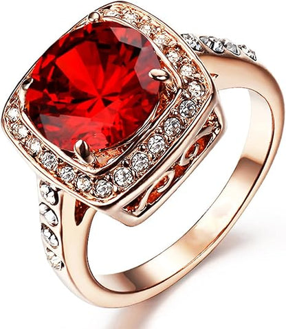 Ruby Halo Statementring | Roséguld