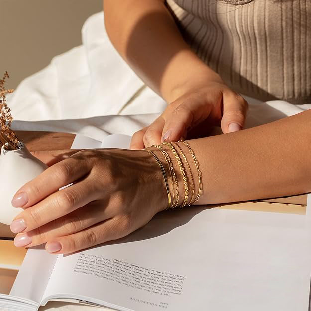 Isabella Vernetta armbandsset | Vitguld