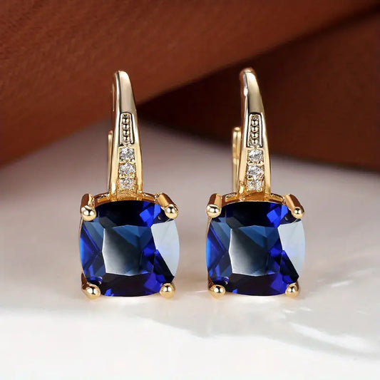 Mystic Sapphire Stone-creoler | Guld