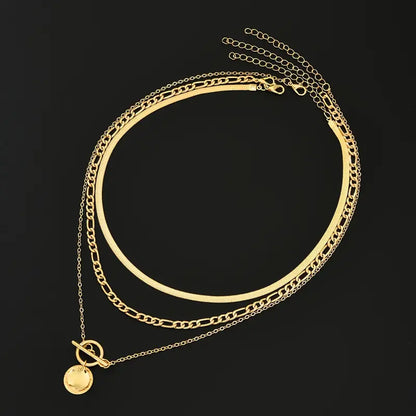 Savira Textured Coin Layered-halsband | Guld