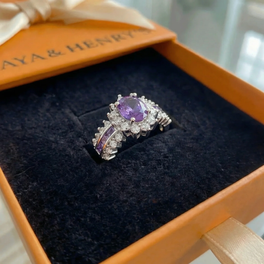 Amethyne Twilight Crown-ring | Vitguld
