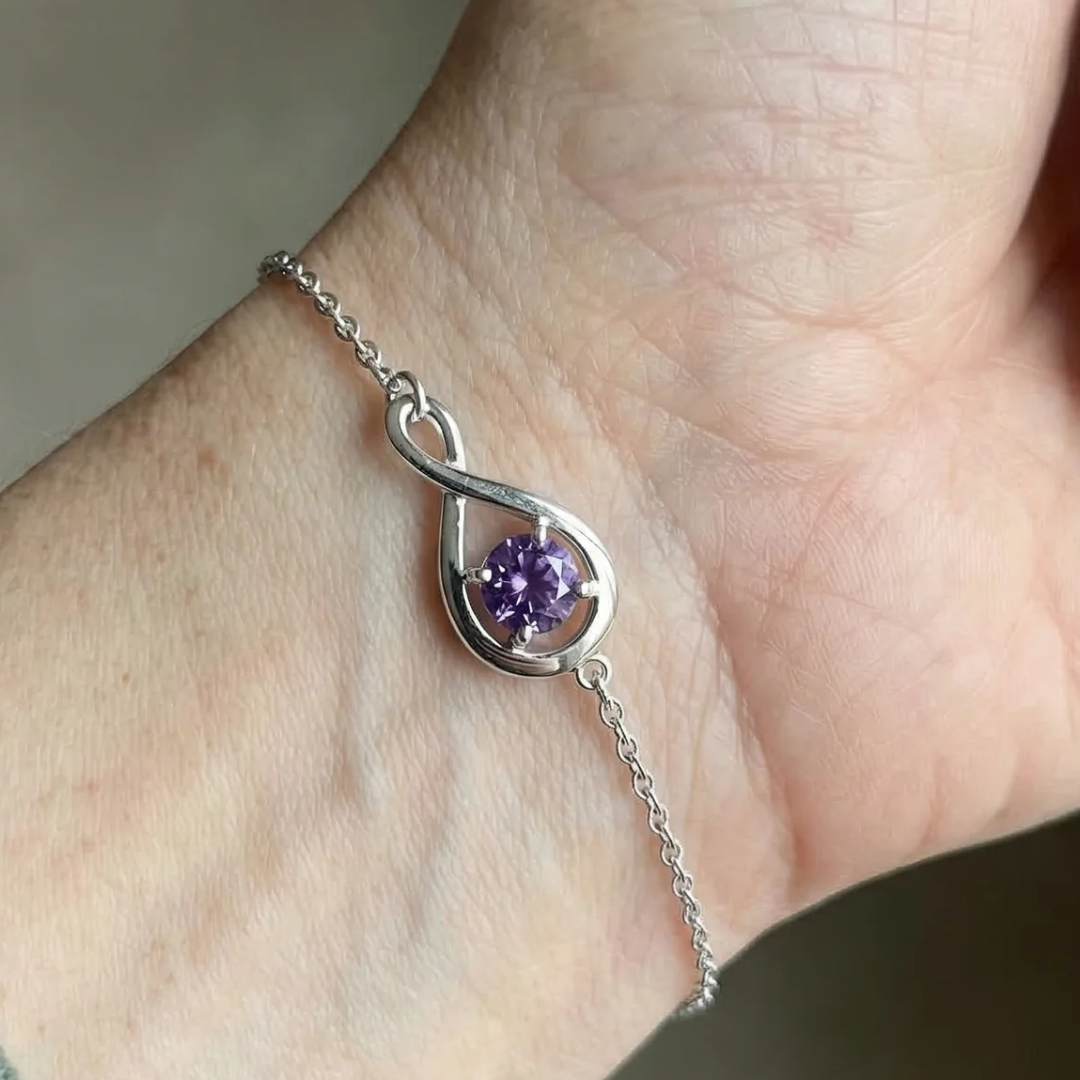Ametist Infinity-armband | Vitguld