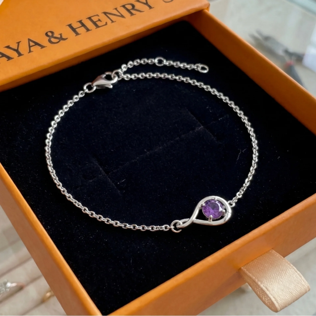Ametist Infinity-armband | Vitguld