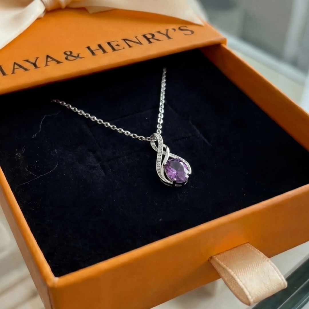 Halsband Amethyst Infinity Pavé | Vitguld