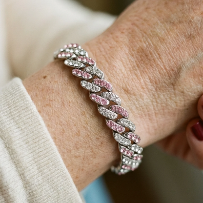 Arctic Blush kubanskt armband | Vitguld