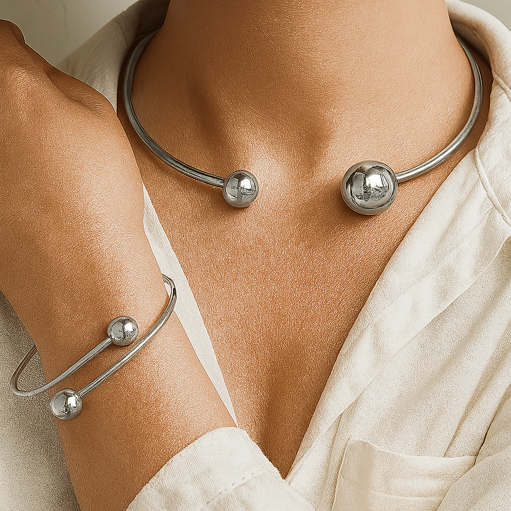 Minimalistiskt Glow-set med halsband och armring | Guld