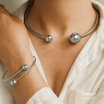 Minimalistiskt Glow-set med halsband och armring | Guld