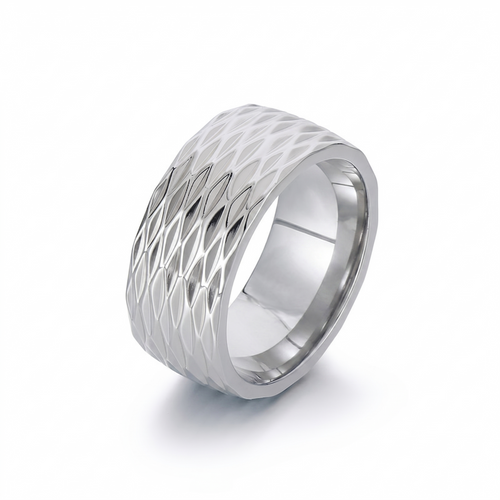 Kaelis Grid Band-ring | Vitguld
