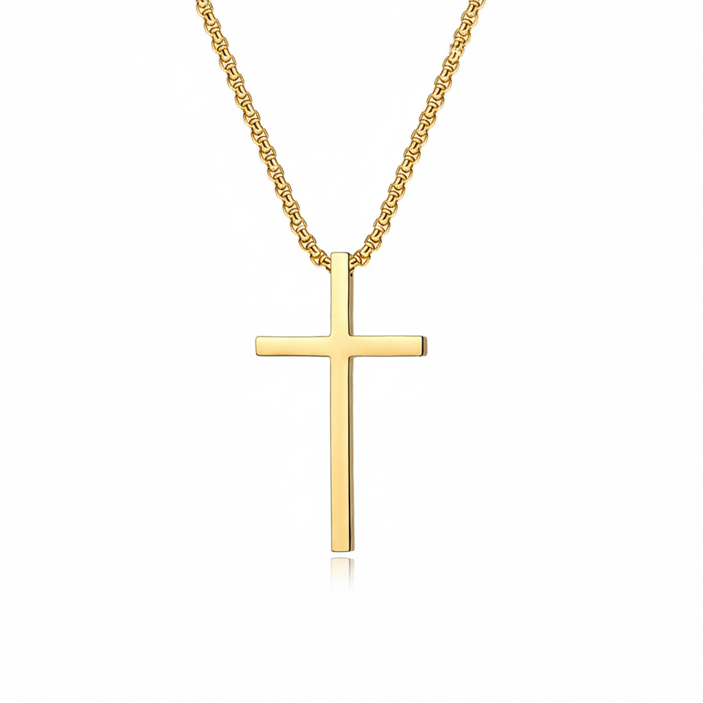 Halsband med kors i bezelinfattning | Guld