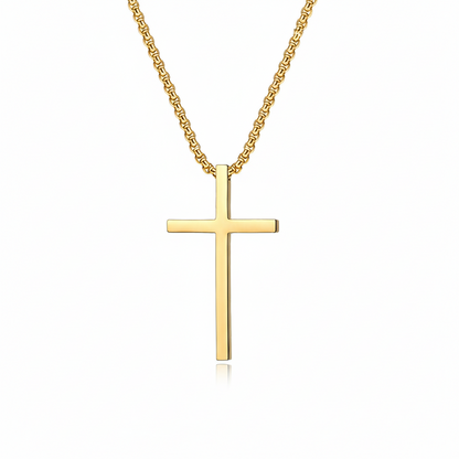 Halsband med kors i bezelinfattning | Guld