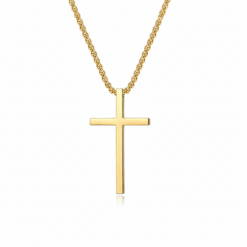 Halsband med kors i bezelinfattning | Guld