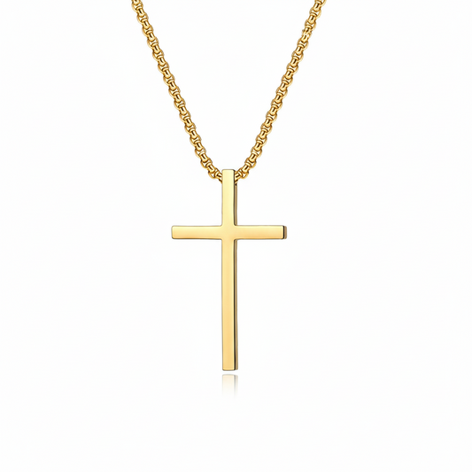 Halsband med kors i bezelinfattning | Guld