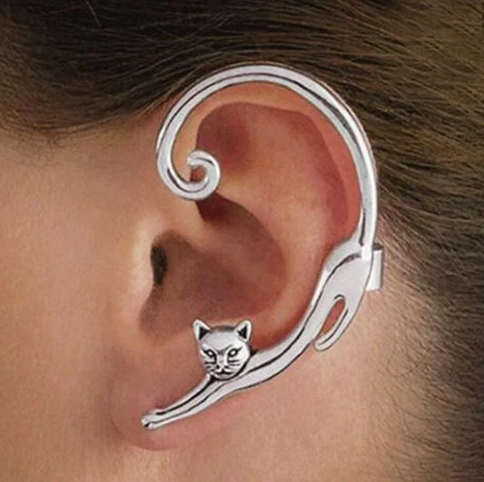 Silver Whisker Charm enkelsidigt örhänge | Vitguld