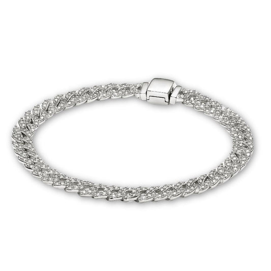 Pavé-armband med kubansk länk | Vitguld