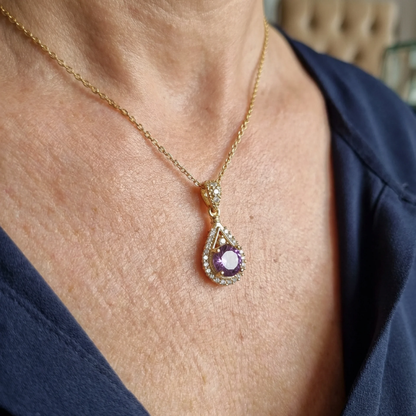 Lavena Halo-halsband med hänge | Guld