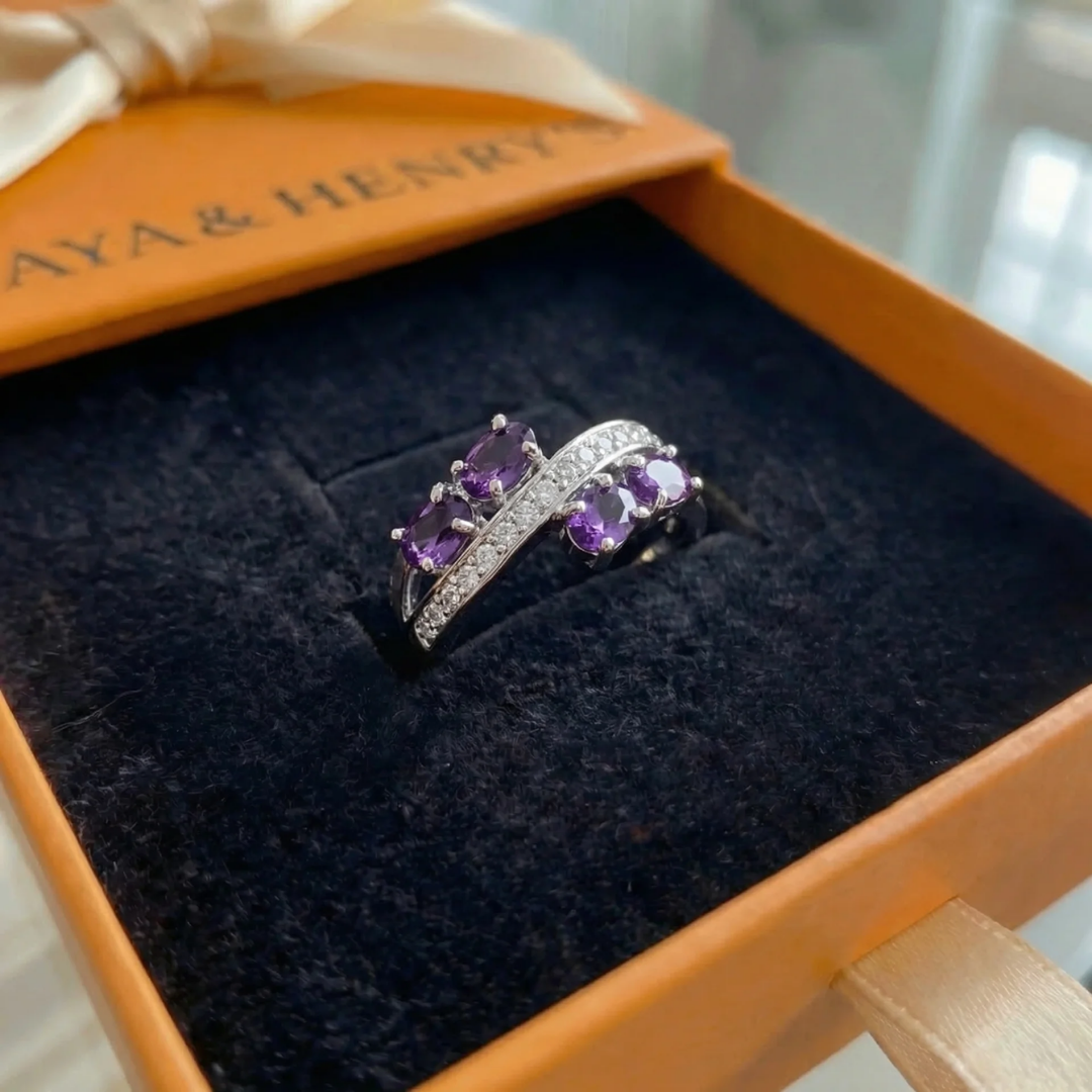 Lavender Flow-ring | Vitguld