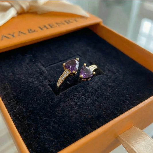 Noctira Violet Heartwrap-ring | Guld