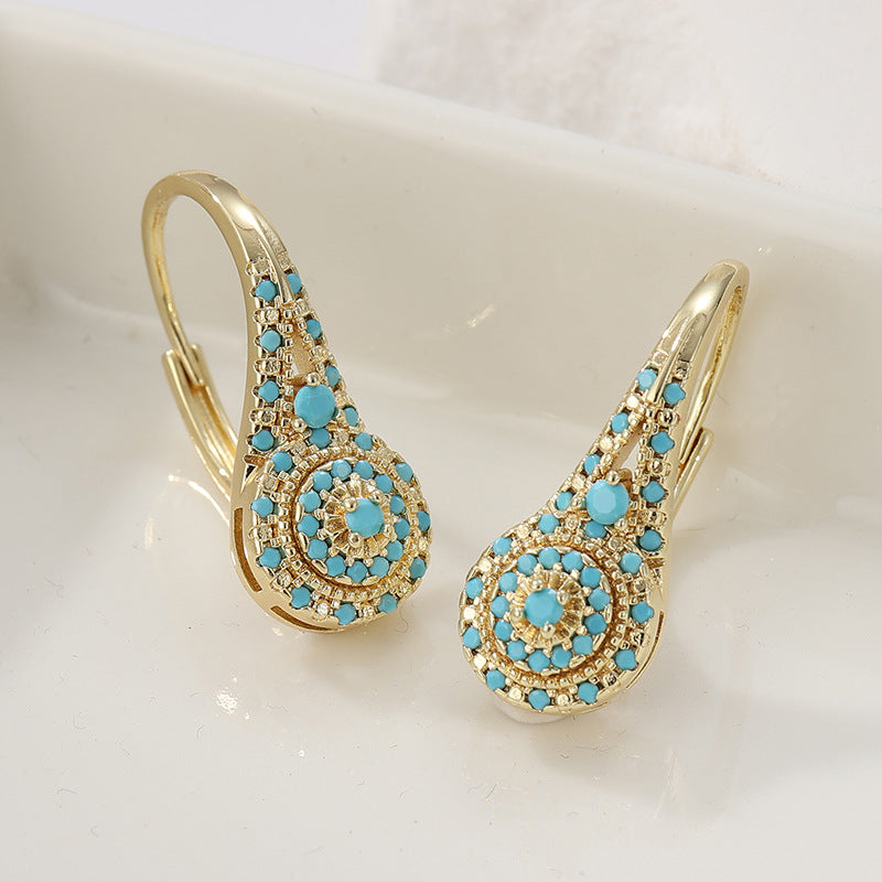 Valenne Turquoise Cluster-örhängen | Guld