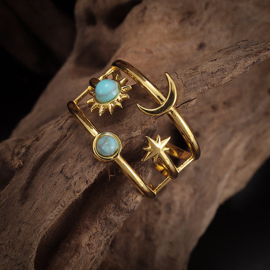 Soluna Turquoise Orbit-ring | Guld