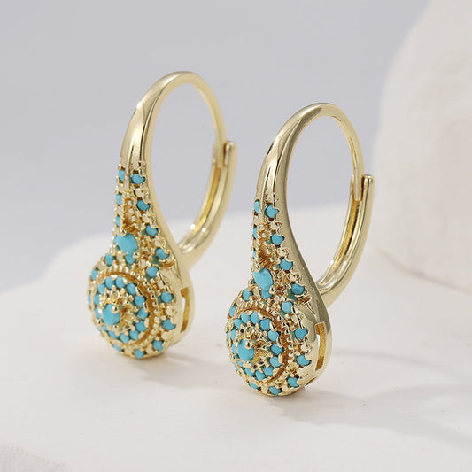 Valenne Turquoise Cluster-örhängen | Guld