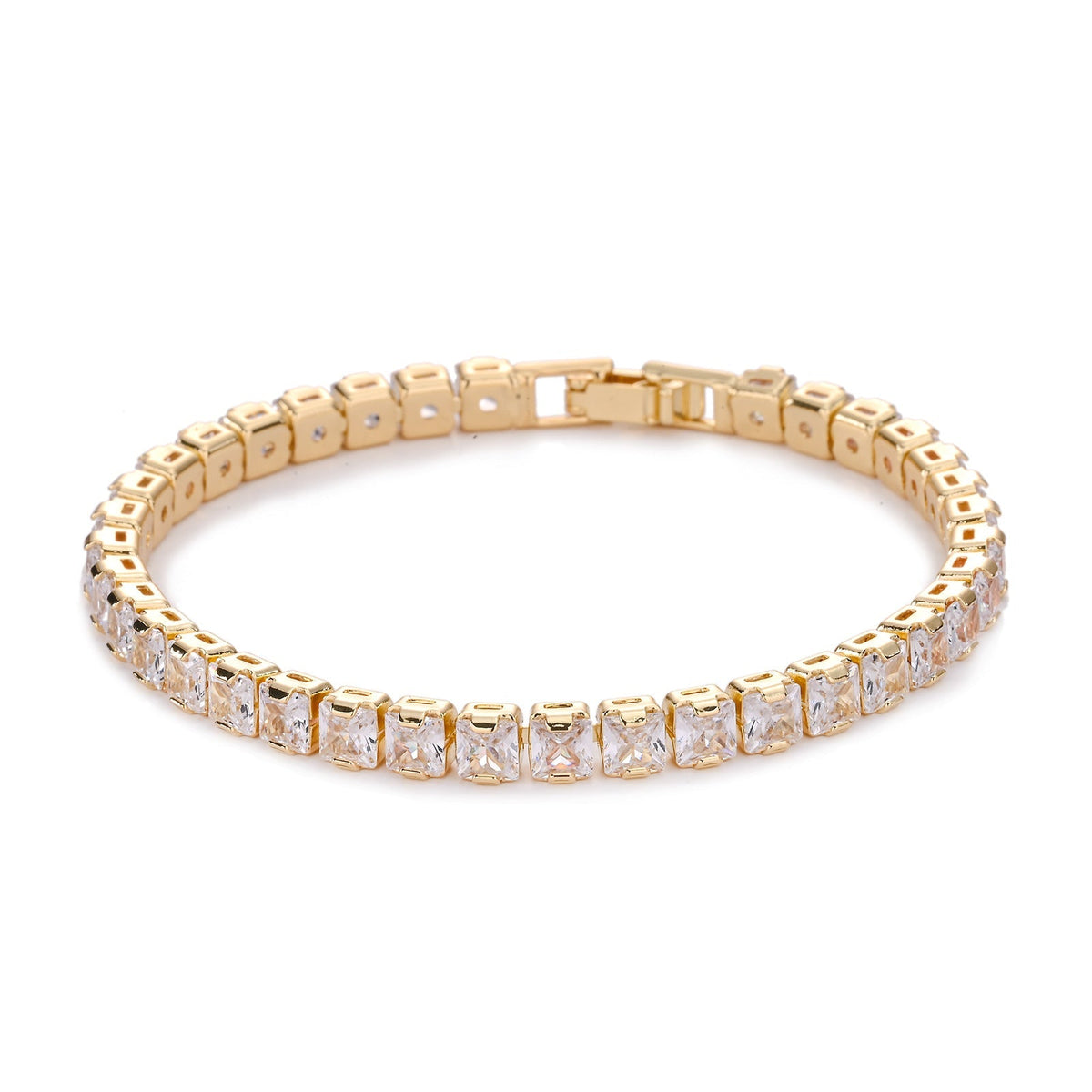 Tennisarmband med fyrkantiga stenar | Guld