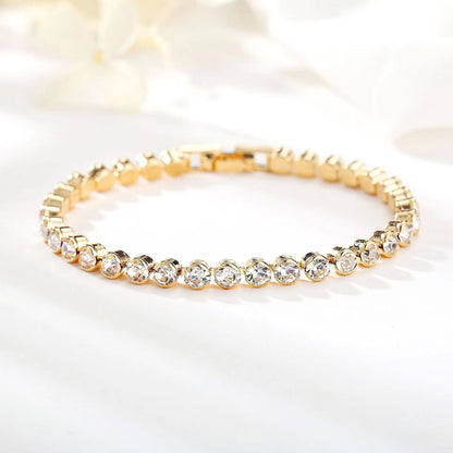 Runt slipat tennisarmband | Guld