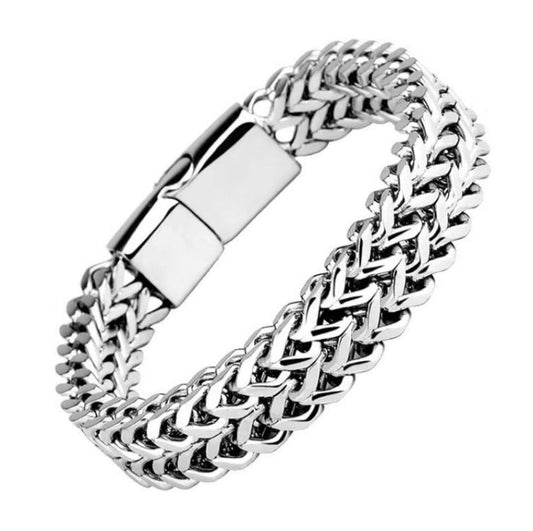 Ironclad dubbel kedjearmband | Vitguld