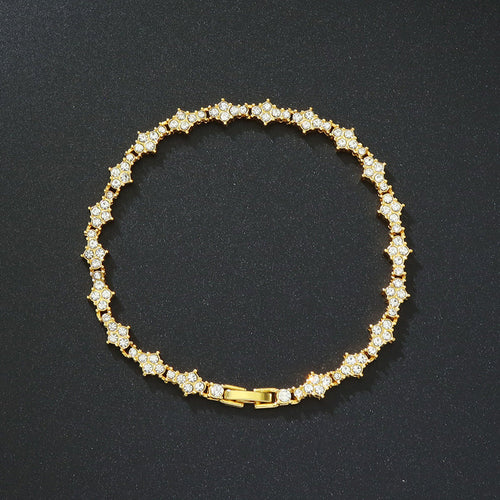 Klassiskt kluster-tennisarmband | Guld