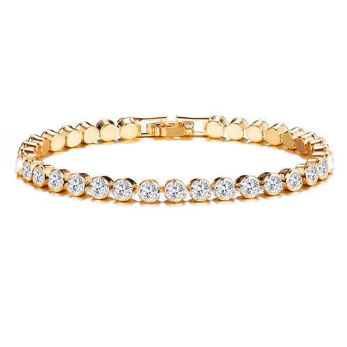 Runt slipat tennisarmband | Guld
