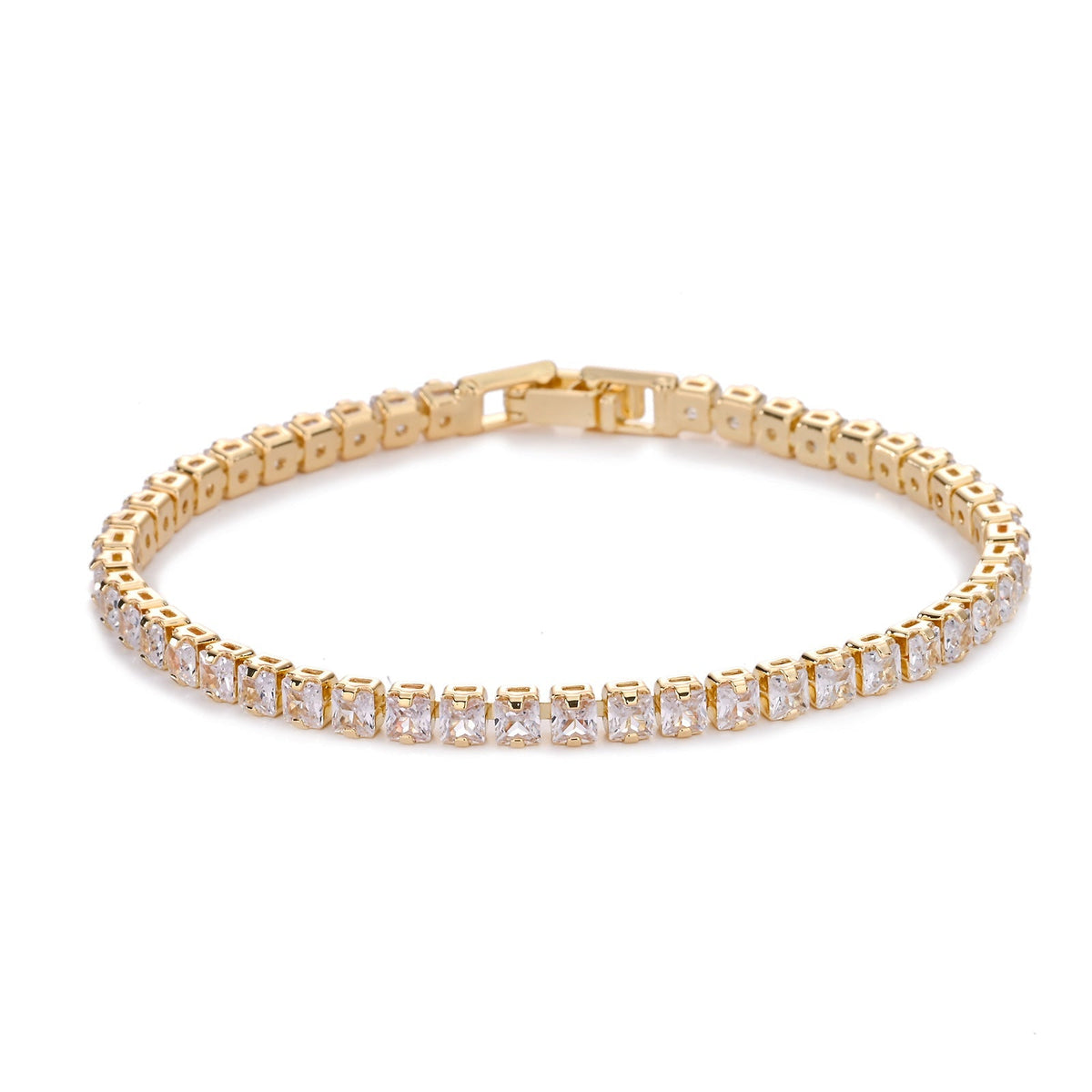 Tennisarmband med fyrkantiga stenar | Guld