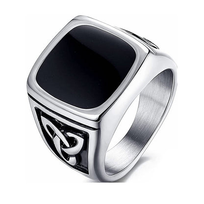 Klackring med svart onyx | Vitguld