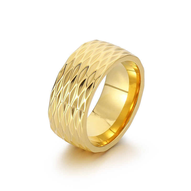Kaelis Grid Band-ring | Vitguld