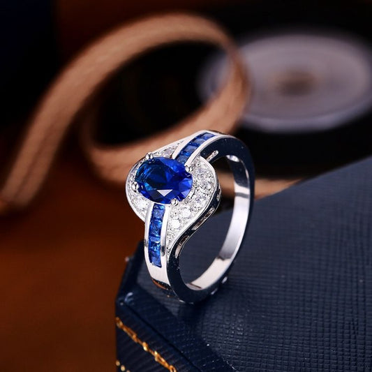 Sapphire Flow-ring | Vitguld