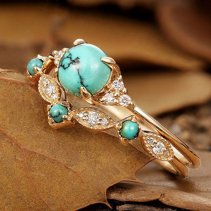 Aureva Turquoise Crown-ringset | Guld