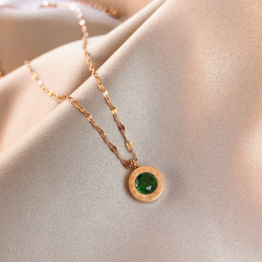 Halsband med smaragdurtavla | Guld
