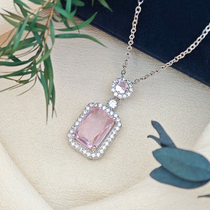 Rose Pave-halsband med hänge | Vitguld