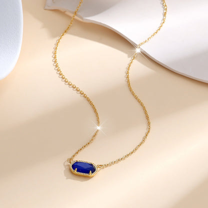Klassiskt ovalt safirhalsband | Guld