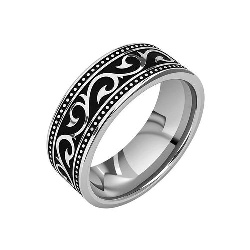 Noir Pattern Band-ring | Vitguld
