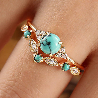 Aureva Turquoise Crown-ringset | Guld